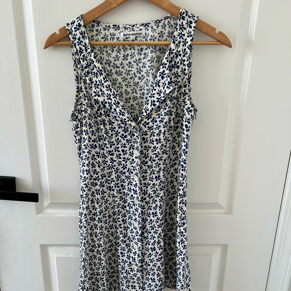 Reformation Floral Mini Dress - Black and White - Picture 5 of 7